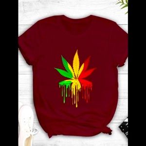 💋ColorBlast Jamaican Mary Jane Plant Maroon T-Shirt ☘️🍀🌱🌿🌴